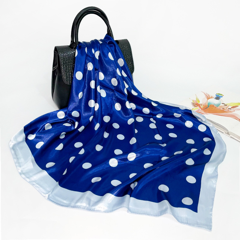 2022 Spring and Summer New Simulation Scarf Female Wholesale 90 * 90cm Square Scarf Simple Polka Dot Large Kerchief Shawl Scarf