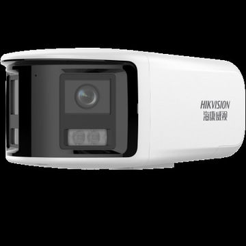 海康威视摄像头180度广角双摄poe白光全彩夜视网络摄像机双目拼接