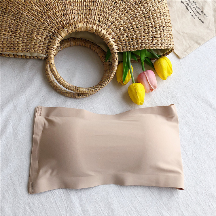 Cross-Border Hot Strapless Bra and Undershirt Strapless Tube Top Seamless Ice Silk Back Shaping Wrapped Chest Women's Anti-Exposure Invisible Breasted Underwear