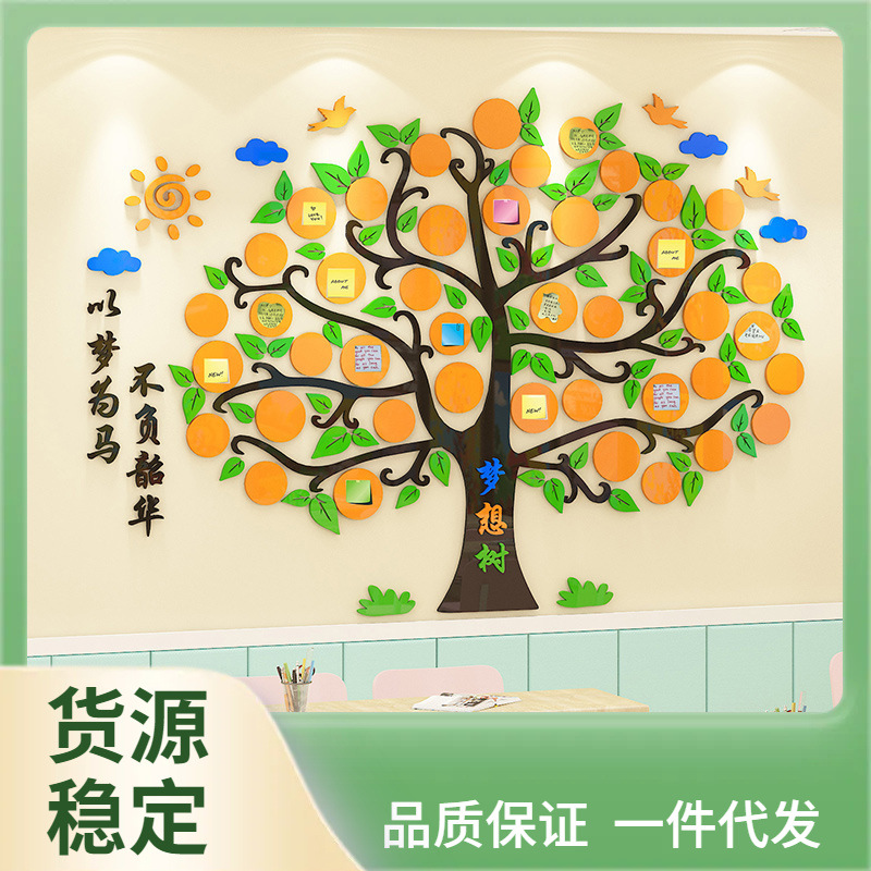 y5ug批发班级布置教室装饰文化墙贴大树心愿墙许愿励志标语幼儿园