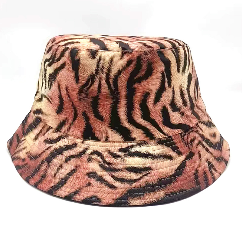 Cross-Border New Arrival Tiger Pattern Printing Reversible Fisherman Hat European and American Men's and Women's Outdoor Sun Hat Fashion All-Matching Bucket Hat