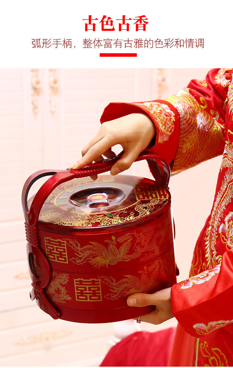 早生贵子篮结婚用品食盒婚庆果盒手提双层干果蓝糕点食盒点心