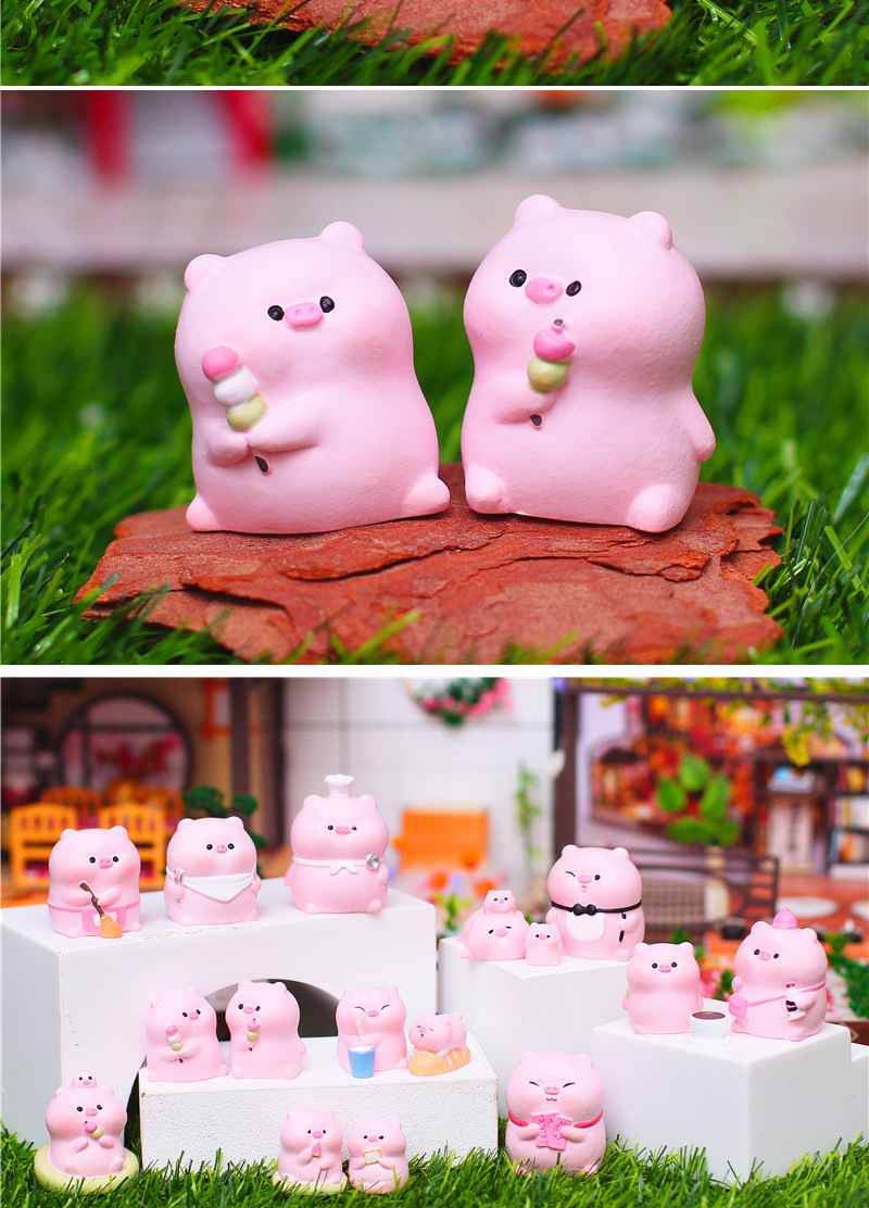 批发可爱小猪公仔手办拆盲盒迷你女孩玩偶玩具全套摆件少女心礼物