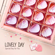 情人节粉色草莓巧克力包装盒透明欧式雪花酥手工礼品空盒子
