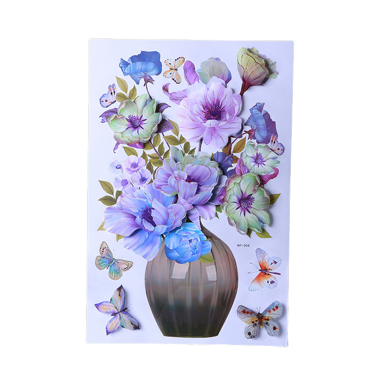 Creative Exquisite Vase 3D 3D Layer Stickers Bedroom and Living Room Decoration Stickers Glass Tile Styles and Specifications
