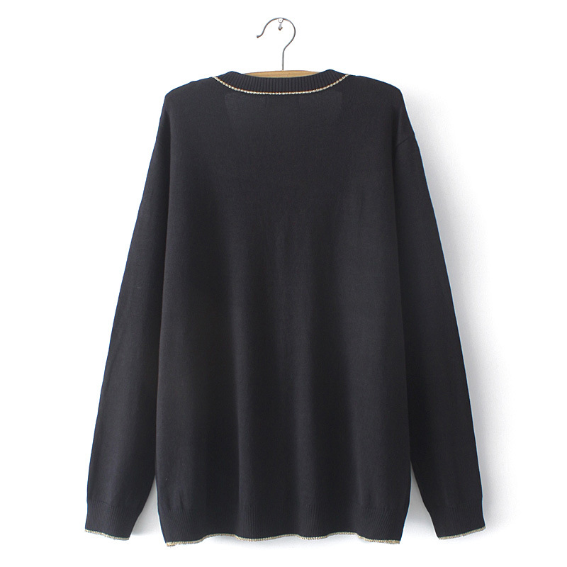 大码女装胖女孩显瘦减龄绣花针织外套秋季百搭休闲毛衣开衫421087