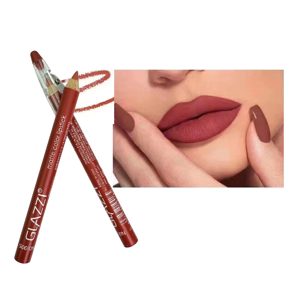 New Glazzi 12 Colors Lip Liner Matte Finish Makeup Artist Lipstick Pen Hook Line Lip Pencil Makeup