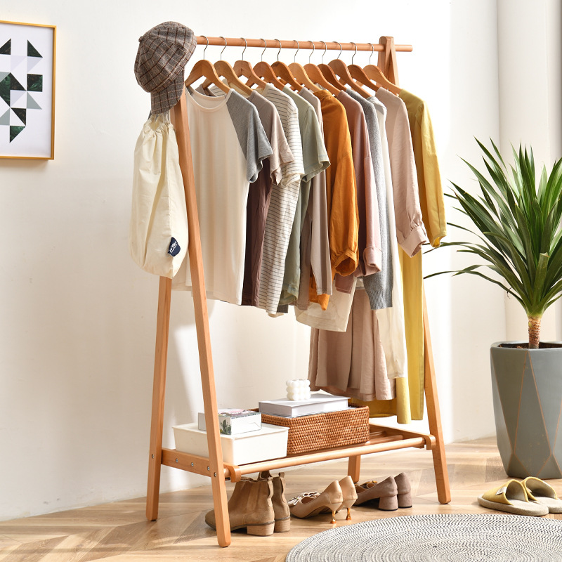 衣架落地卧室家用实木衣帽架简易木质晾衣架挂衣服置物架挂衣架子