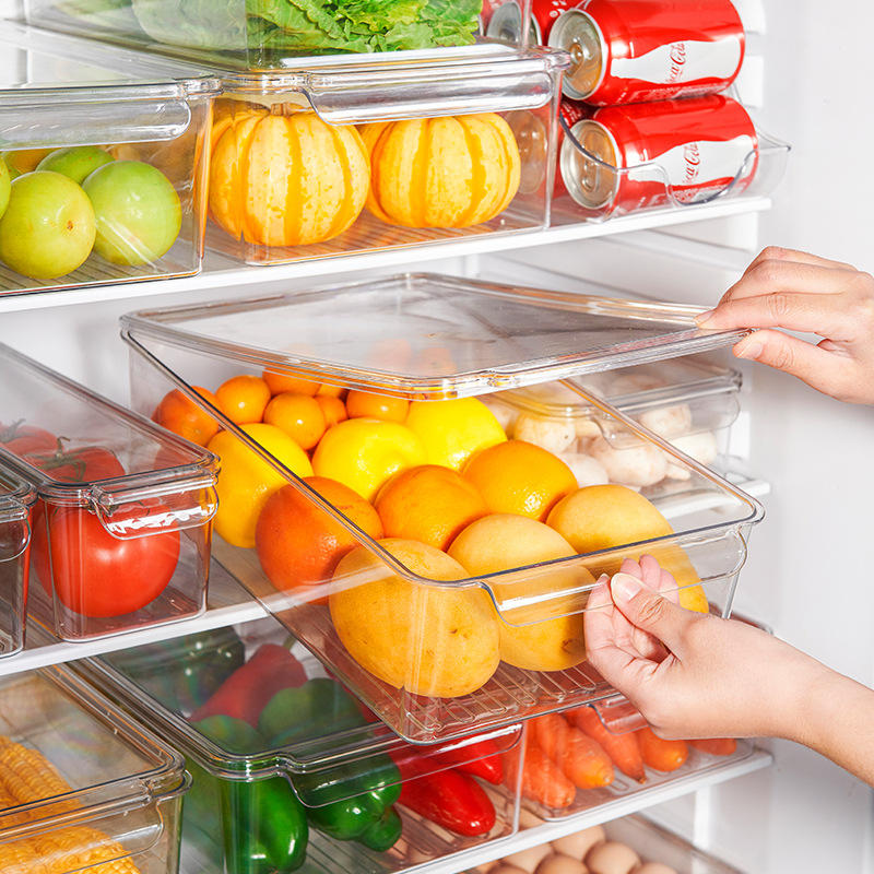 冰箱收纳盒可叠加带盖鸡蛋保鲜盒厨房家用透明果蔬冷藏保鲜收纳盒