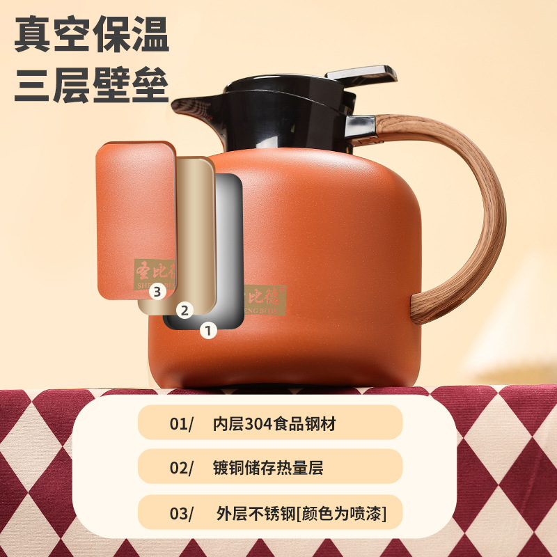 2L Stainless Steel Vacuum Thermos 304 Double-Layer Smolder Teapot Thermos Bottle Large Capacity Household Thermos Gift