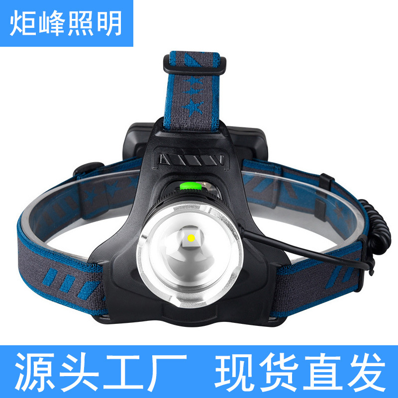 跨境白激光充电无感头灯led强光伸缩变焦头戴式夜钓头灯usb充电灯