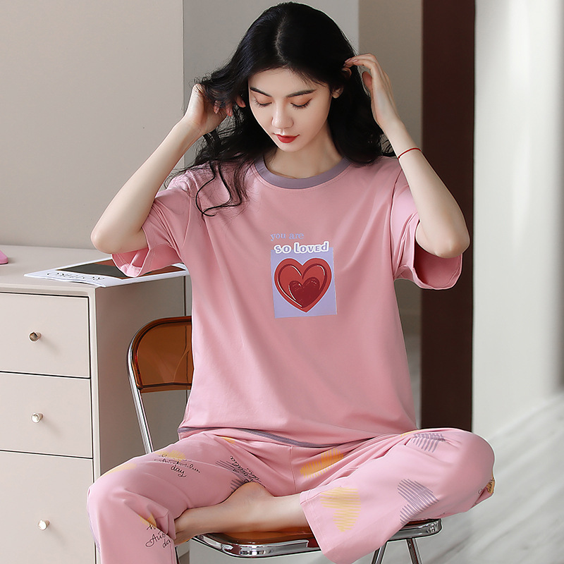 Cotton Pullover Pajamas Women's Pink Girl Plaid Trousers High-Grade Spring and Summer Student Homewear 2024 Suit