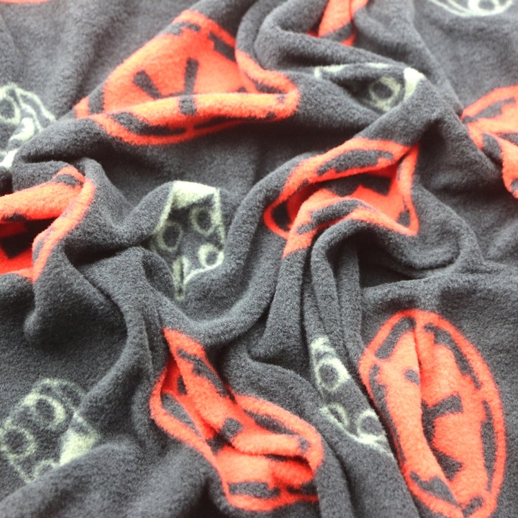 印花超细摇粒绒毛毯服装面料摇立绒75d分散印花双刷单摇粒绒布料