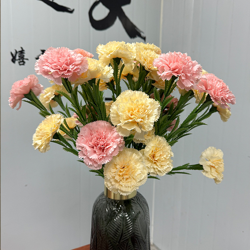 仿真大朵单支康乃馨居家客厅插花装饰母亲节教师节送礼假绢花批发