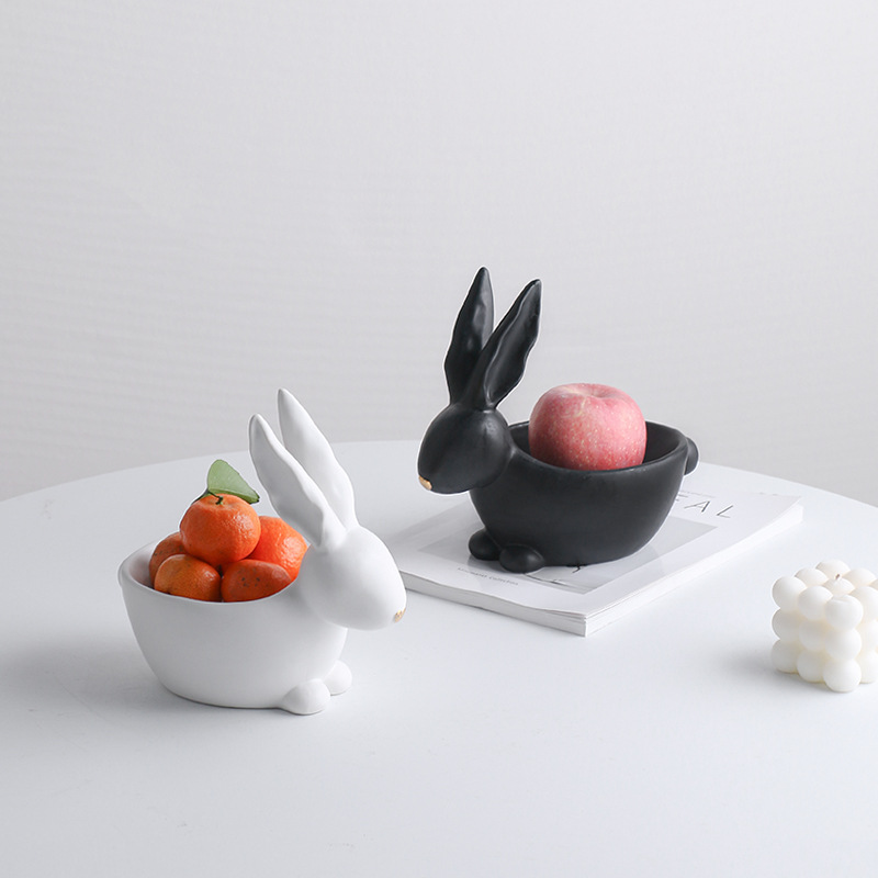 淼千陶瓷兔子果盘客厅高颜值轻奢陶瓷糖果盘茶几水果盘创意坚果盘
