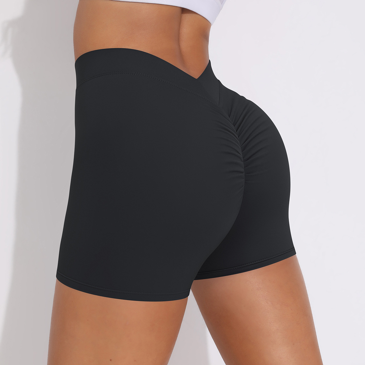 Cross-Border Solid Color Peach Hip Yoga Shorts Sports Running Fitness Tight Shorts Women