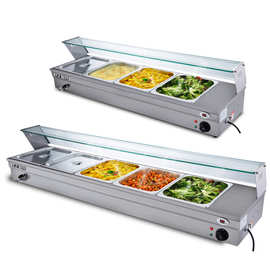 商用玻璃罩快餐保温台式电加热自助餐热菜粥自动控温不锈钢售饭台