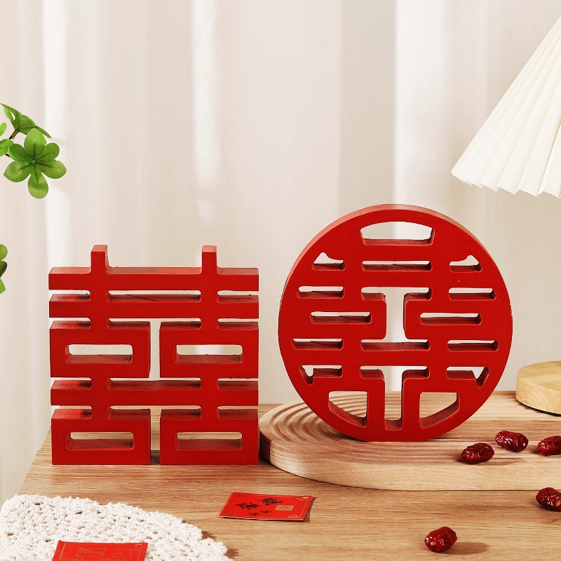 Wholesale New Chinese Style Xi Character Decoration Happy Marriage Supplies Home Ornament Bedroom and Wedding Room Hallway Fu Character Crafts