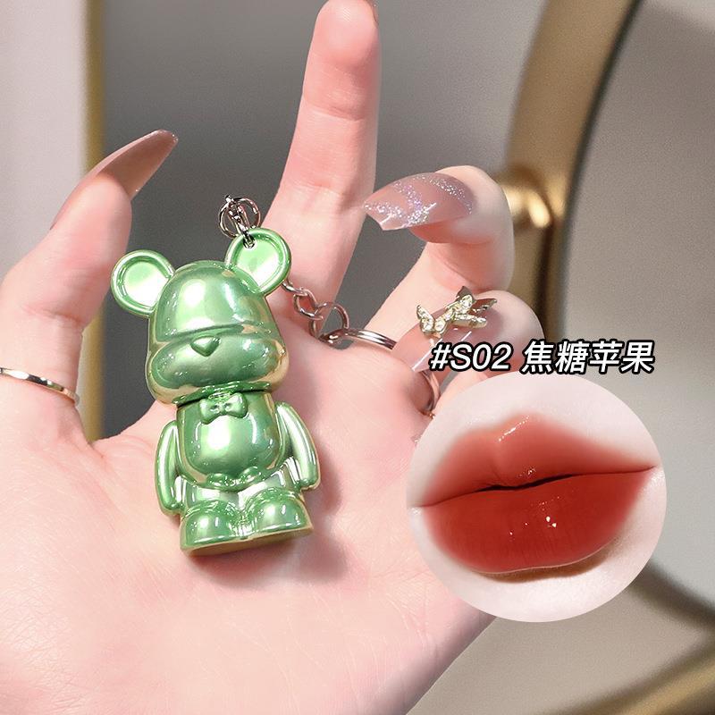 Gagk Recommended Keychain Bear Water Light Mirror Lip Lacquer Lasting Nourishing Moisturizing Student Jelly Lip Lip Gloss