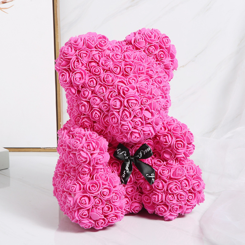 Valentine's Day Gift Rose Bear Preserved Fresh Flower Rose Bear Gift Box Artificial Rose Bear Gift Box Wholesale