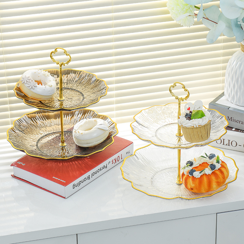 M91 Light Luxury Fruit Plate Household Coffee Table Snack Display Candy Plate New Dim Sum Rack Dessert Table Cake Tray