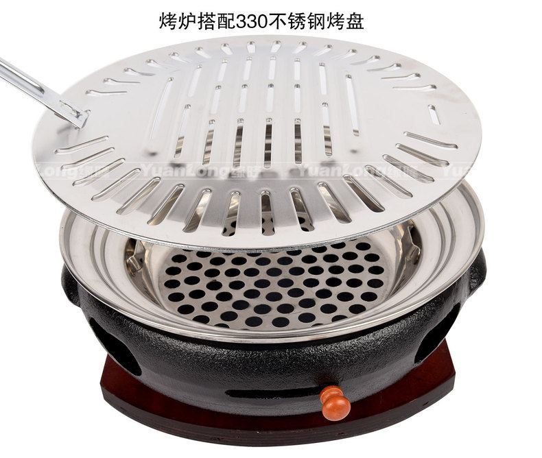 韩式碳烤炉商用铸铁烤肉锅烤肉店圆形烧烤炉日式炭火烤肉炉炭烤炉