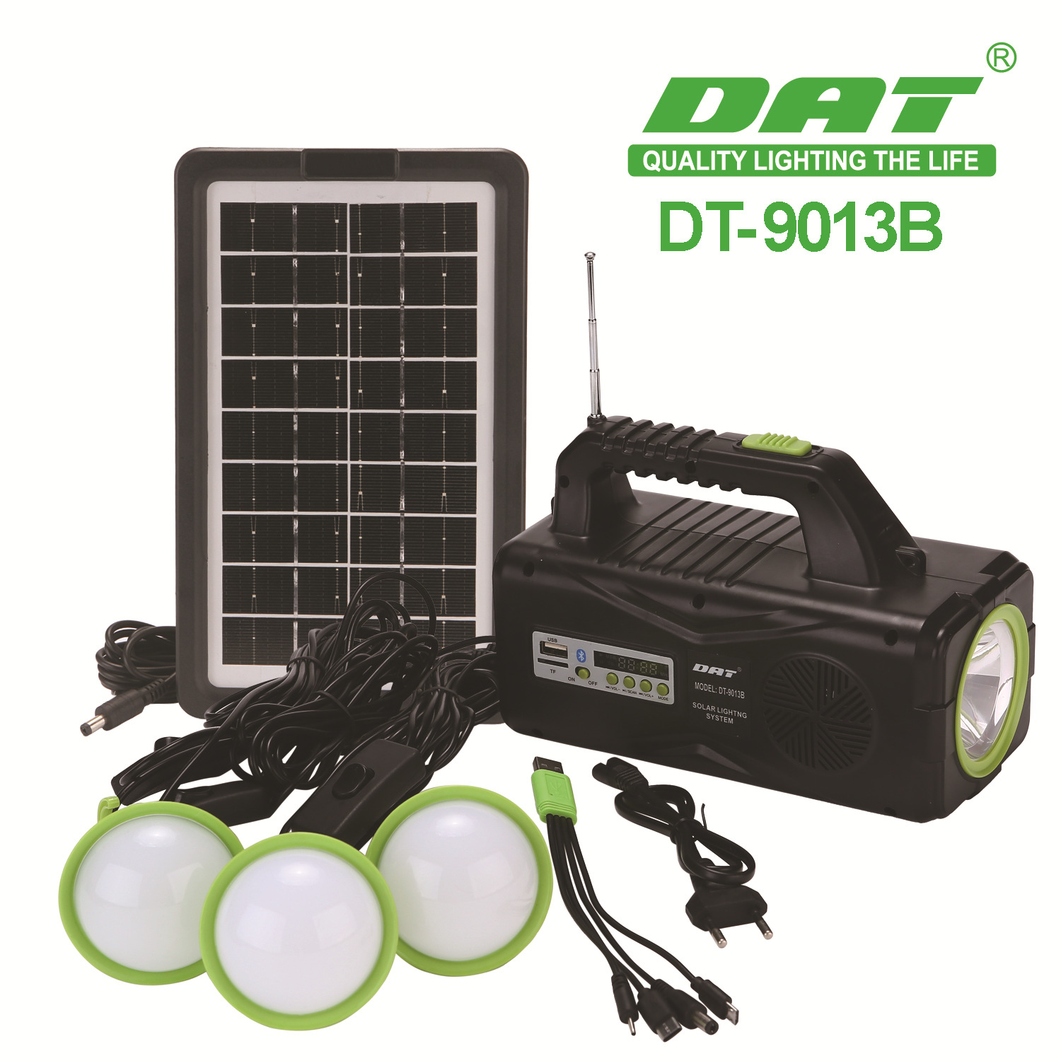 Dt-9013b Outdoor Camping Light Solar Lighting System Rechargeable with Bluetooth Mp3 Radio Function