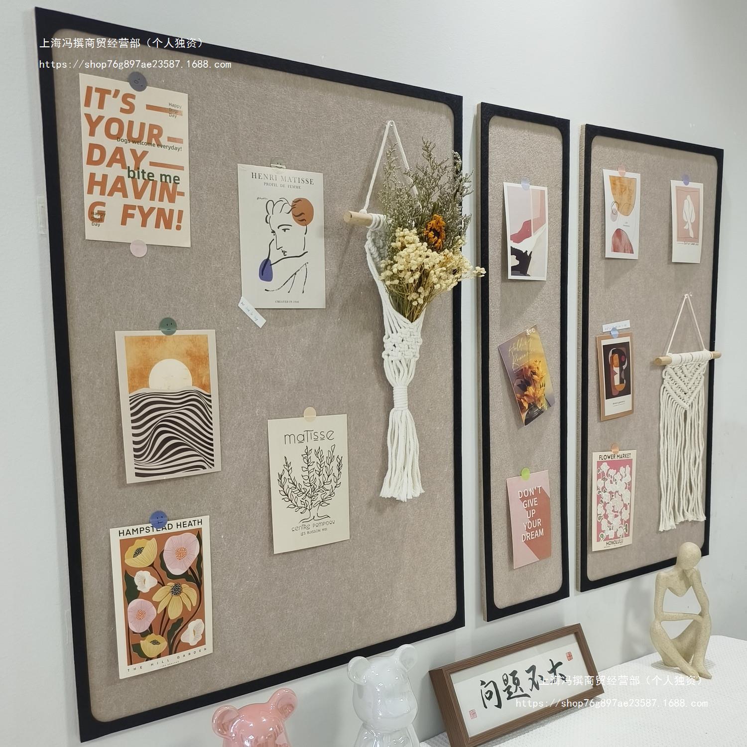 免打孔毛毡墙贴照片背景墙自粘展示板软木板ins风留言板客厅装饰
