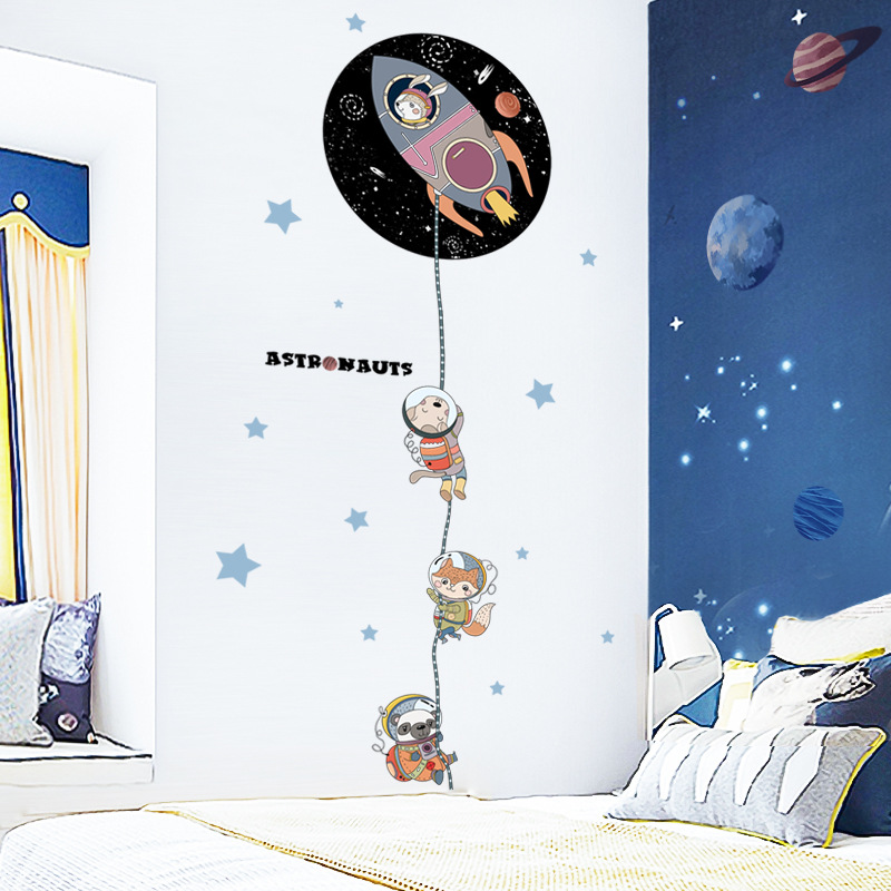 儿童房间装饰卡通天花板贴纸自粘屋顶创意星空墙纸卧室背景墙贴画