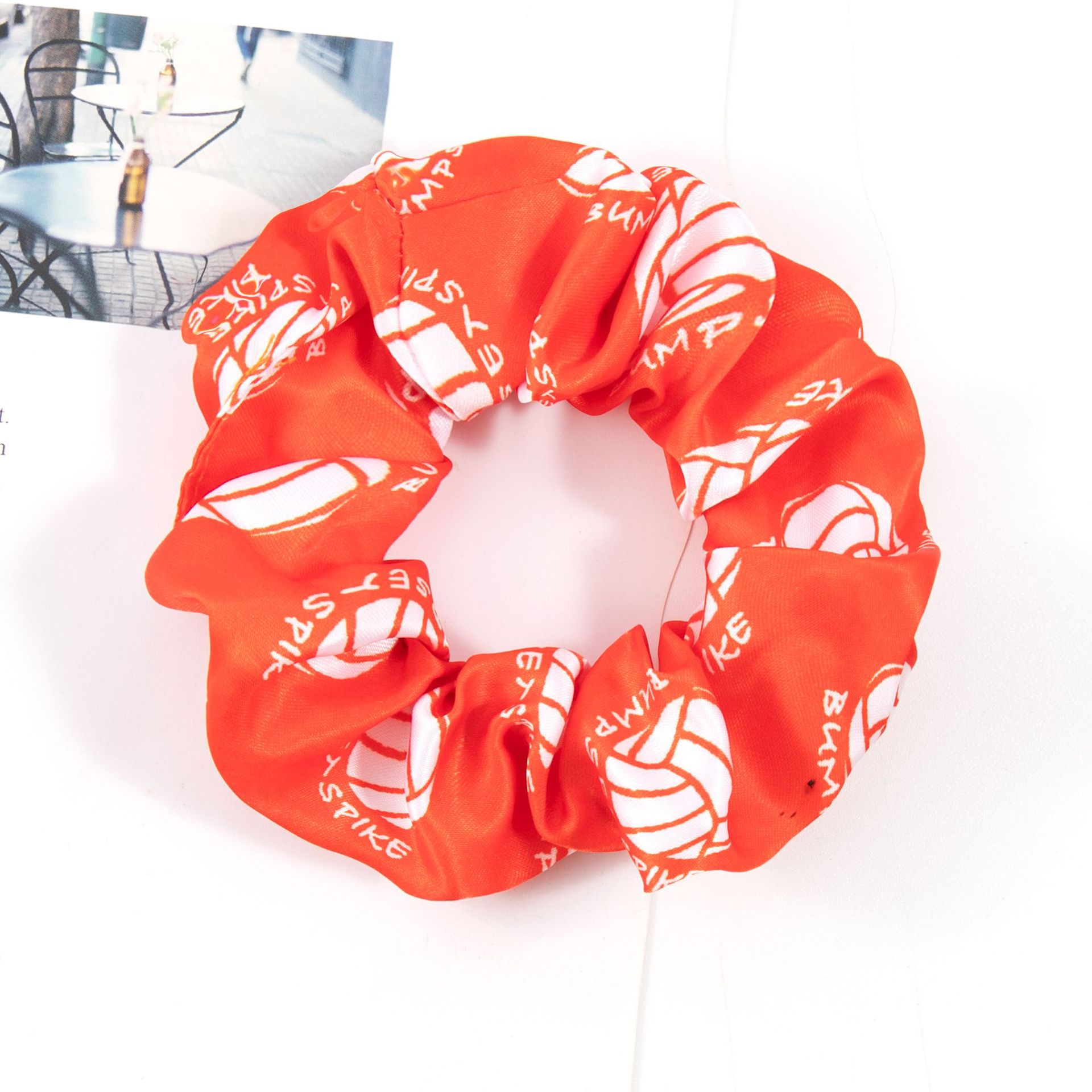 Amazon Cross-Border New Arrival Ball Element Large Intestine Hair Ring Factory Wholesale Digital Printing Pattern Hair Ring Headdress