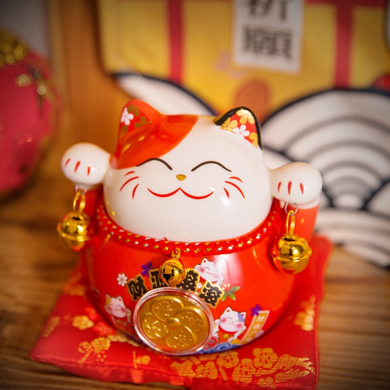 Le Meow Earn Cat Ceramic Fortune Cat Table Decorative Ornaments Opening Gifts Coin Bank Office Fortune Decoration