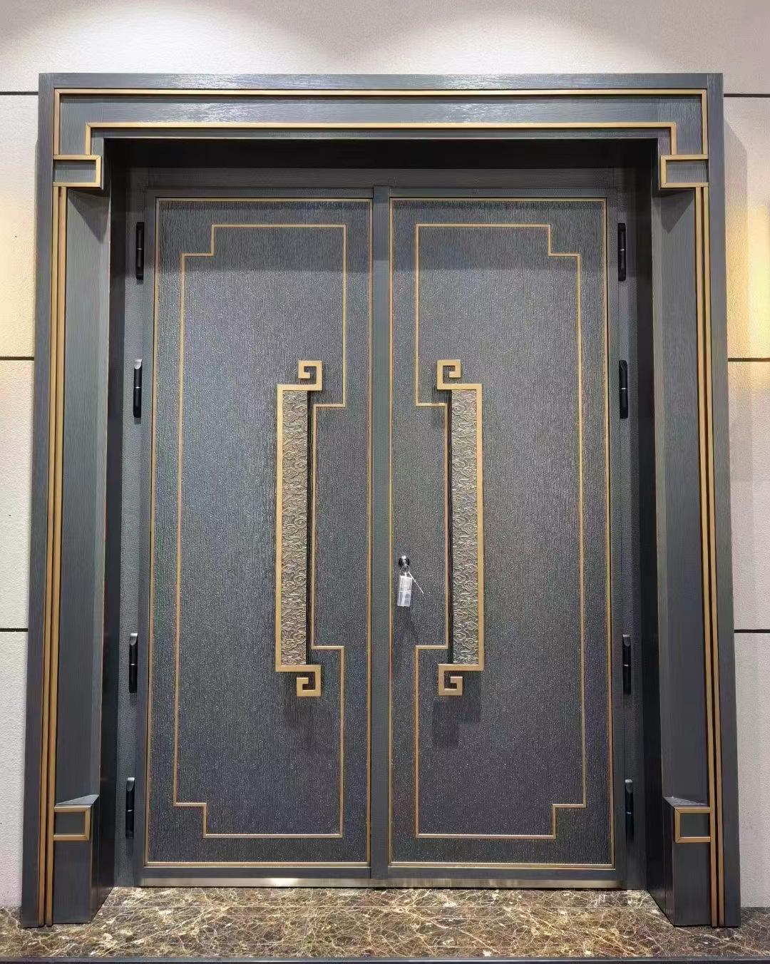 铸铝门高端别墅大门双开装甲铸铝门家用进户防爆防盗安全铝卡门