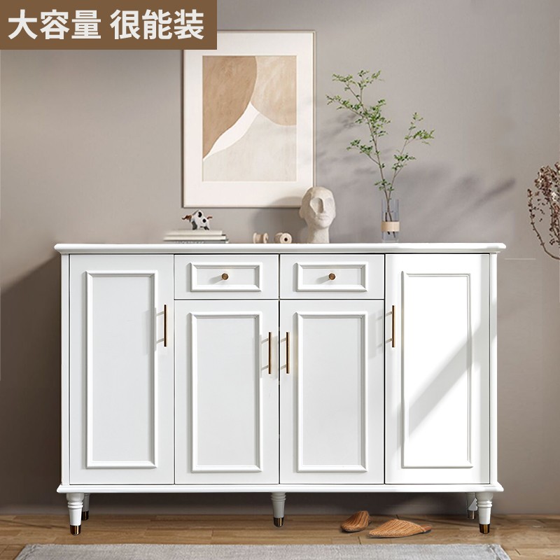 美式鞋柜家用门口入户新款大容量白色轻奢隔断玄关柜一体实木