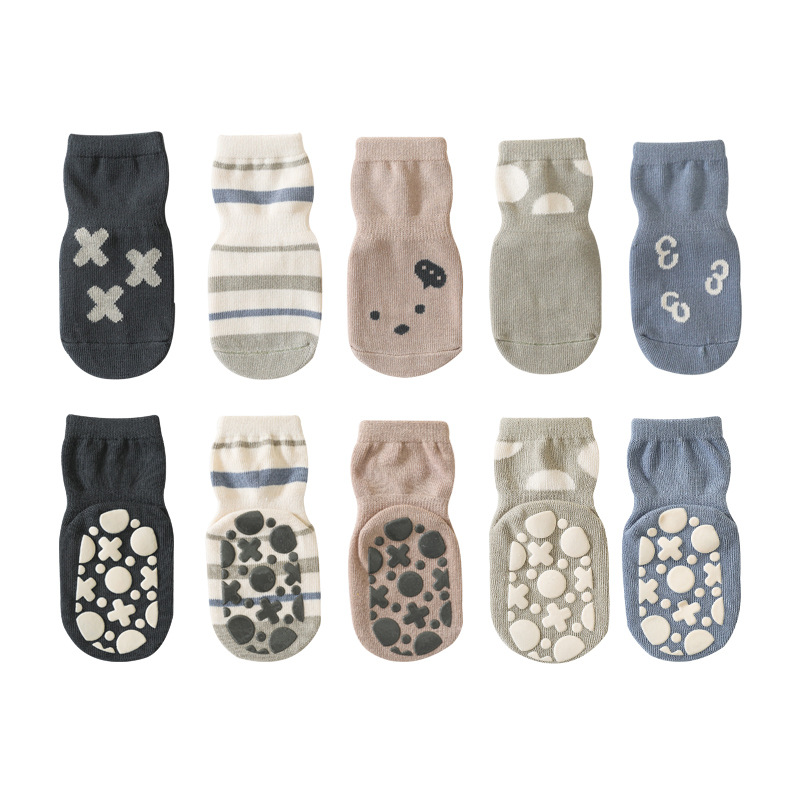 22 New Spring and Autumn Children's Floor Socks Combed Cotton Baby Socks Baby Non-Slip Toddler Socks Cartoon Middle Tube Cotton Socks