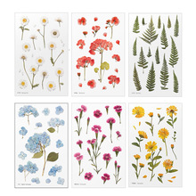 韩国文具创意仿真花透明PVC贴纸花卉植物本手帐装饰水杯贴画