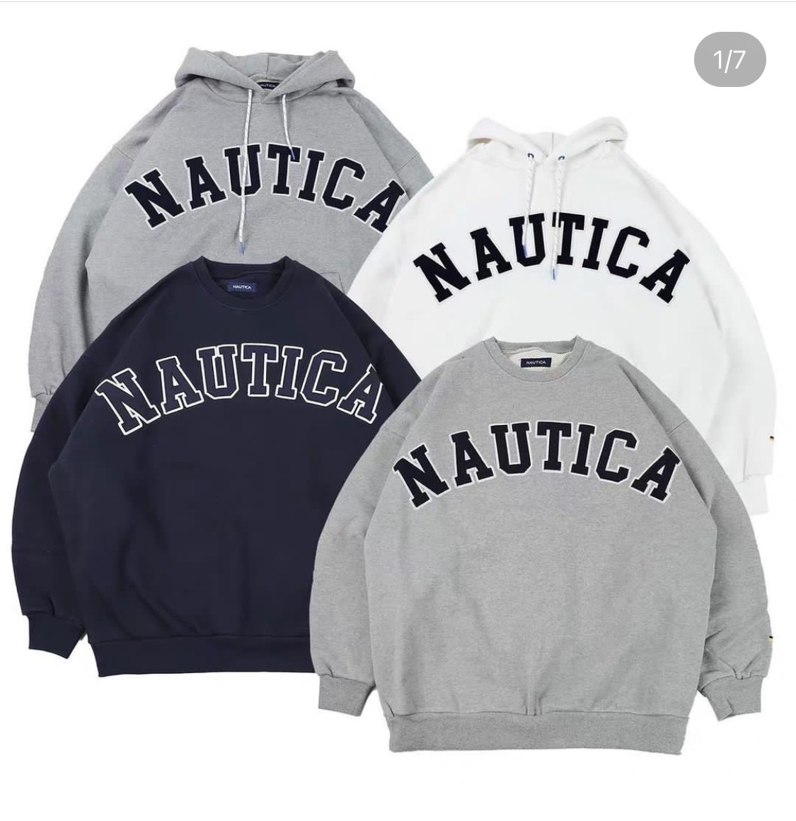 nautica长谷川刺绣重磅卫衣男女日系复古cityboy廓形宽松套头帽衫