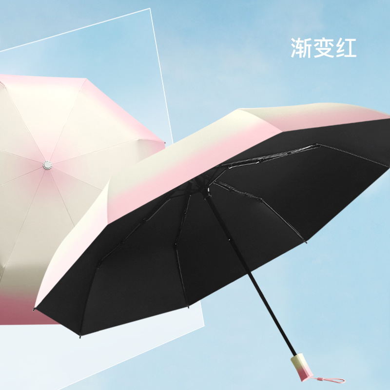 8-Bone Hand Open Gradient Sun Umbrella Vinyl Sun Protective Rain and Rain Dual-Use Customizable Sun Umbrella Uv Protection Wholesale