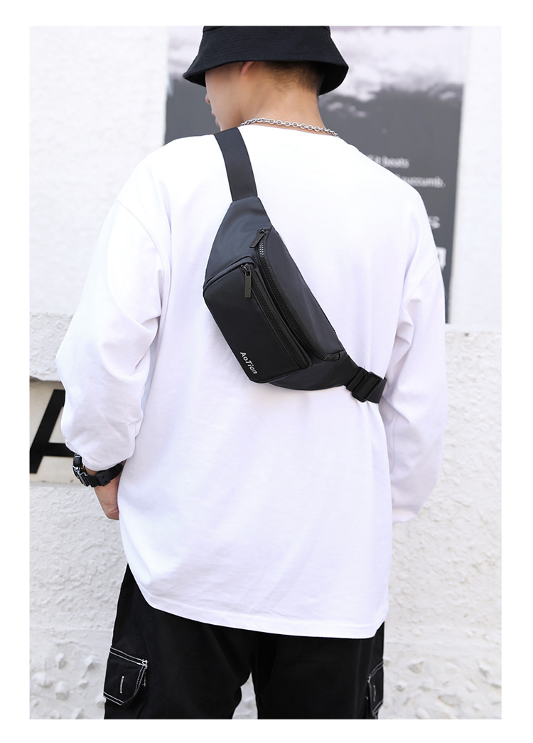 奥天夏季新品男士尼龙腰包休闲运动潮流男士胸包简约时尚小号批发