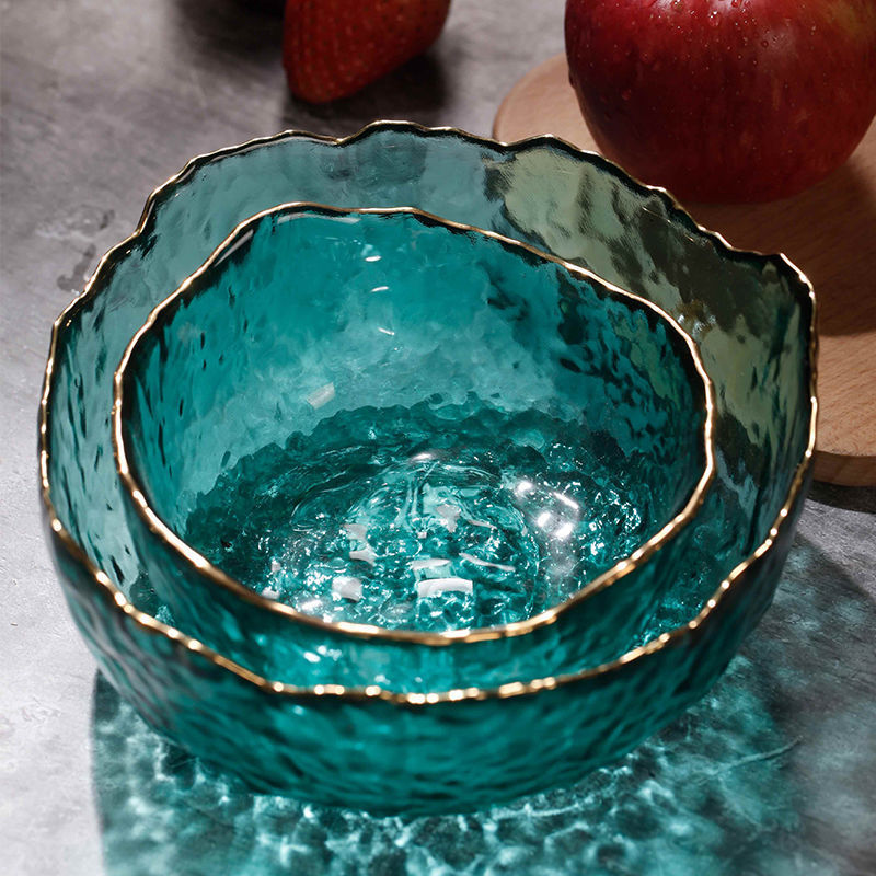 日式透明沙拉碗玻璃个性家用北欧单个水果盘大碗创意少女可爱餐具