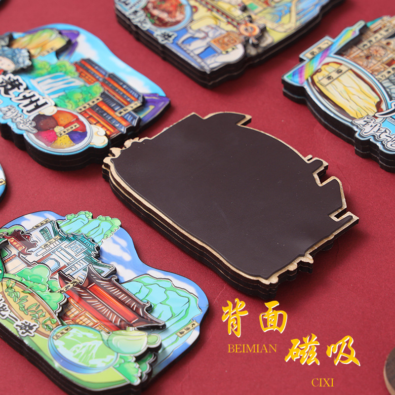 Wholesale National Fashion Original Wooden City Refridgerator Magnets Tourism Commemorative Beijing Hangzhou Shanghai Tianjin Wuhan Strict Selection