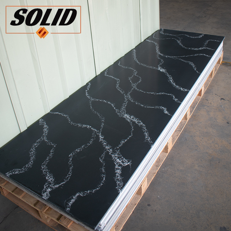 鱼肚黑大理石花纹人造石 无缝拼接亚克力树脂石材