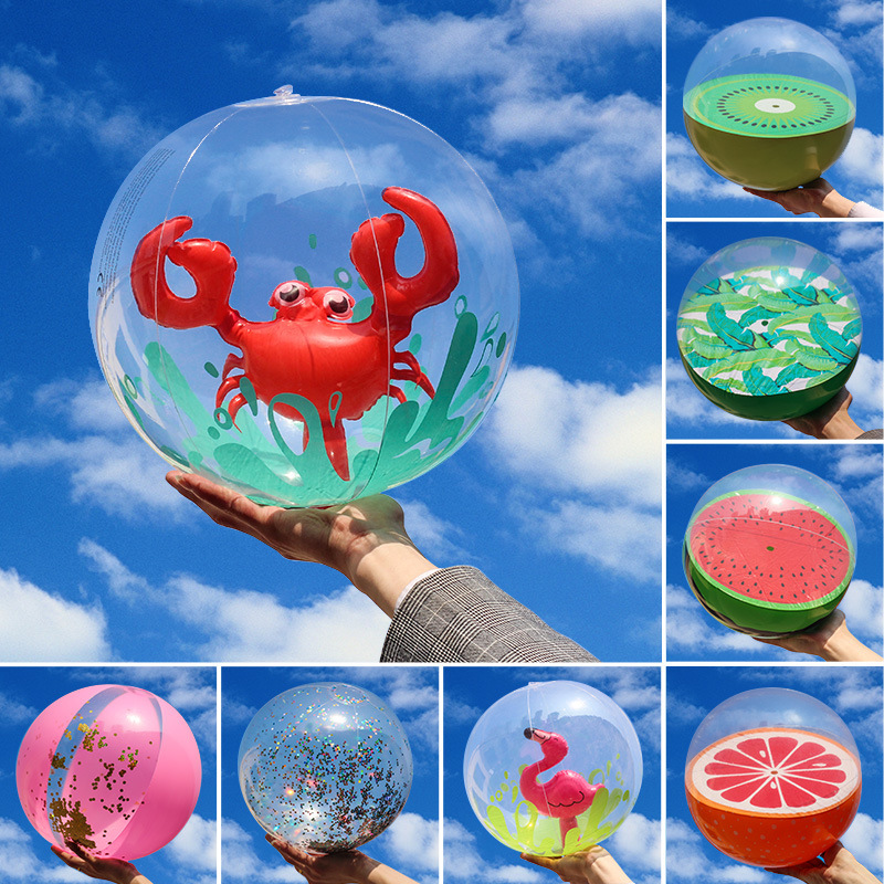 跨境网红球中球 海外沙滩充气球 西瓜火烈鸟拍拍球可折叠厂家现货
