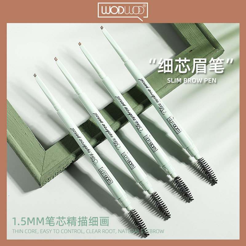 Wodwod Small Briefs Double-Headed Eyebrow Pencil Ultra-Fine Pen Point Ultra-Fine Waterproof Long Lasting Fadeless Distinct Look Wild Eyebrow