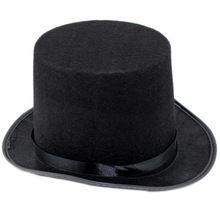 黑色高帽16cm爵士帽林肯帽魔术师绅士帽子涤纶毛毡帽成型装扮林肯