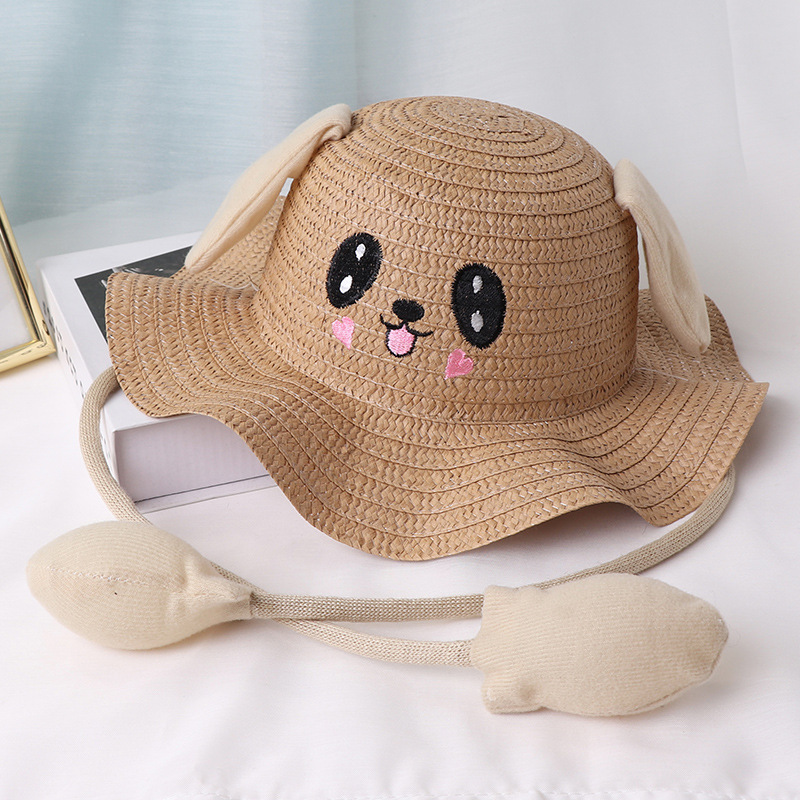 Summer Thin Rabbit Ears Hat TikTok Same Style Ears Moving Straw Hat Children Cute Wave Brim Bucket Hat
