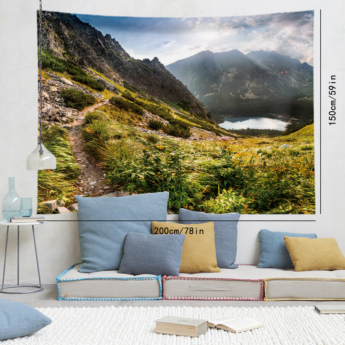 ins欧美风乡村山水3d风景系列挂毯遮挡布背景密林星空墙饰布 挂布