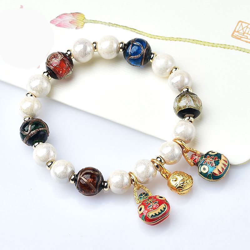 Yonghe Palace Qin Xiaoxian Same Style Fragrant Gray Colored Glaze Colorful Multi-Treasure Swallowing Gold Beast Men's and Women's Fashion Bracelet Bracelet