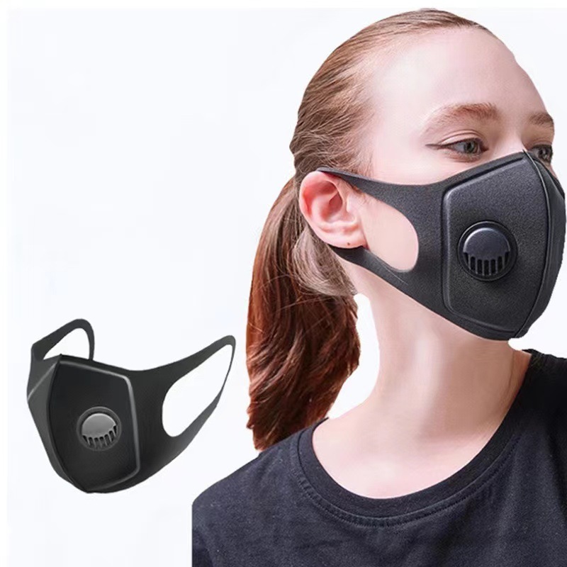 黑色双层海绵口罩带呼吸阀防尘透气口罩聚氨酯口罩棉口罩mask批发