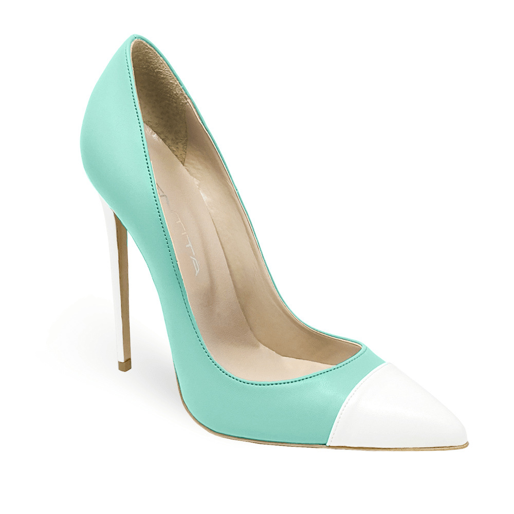 跨境欧美时装单鞋尖头拼色细跟外贸女鞋宴会12cm heels women