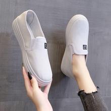 一脚蹬鞋女小白平底舒适学生休闲护士白色防滑舒适帆布单厂家直销